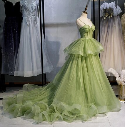 Fluorescent green Strapless Full Length Wedding Dress Prom & Evening Dress Formal Occasion Party Dress - View 2 | FashionDia