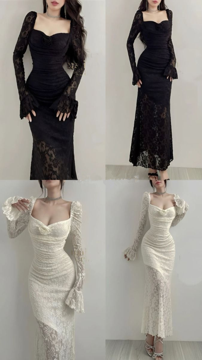 Charming Lace Mermaid Evening Dress Sexy Prom Dress - View 3 | FashionDia