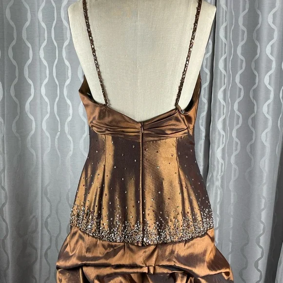 Vintage Satin Beaded Ruched Evening Dress Memaid Prom Dress Y8243 - View 4 | VelvetHem