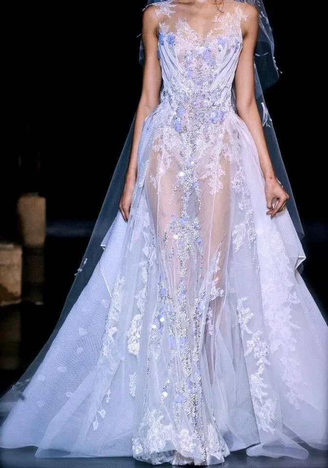 Classy Tulle lace Appliques Evening Dress,Long Wedding Dress Y8413 by simplepromdress