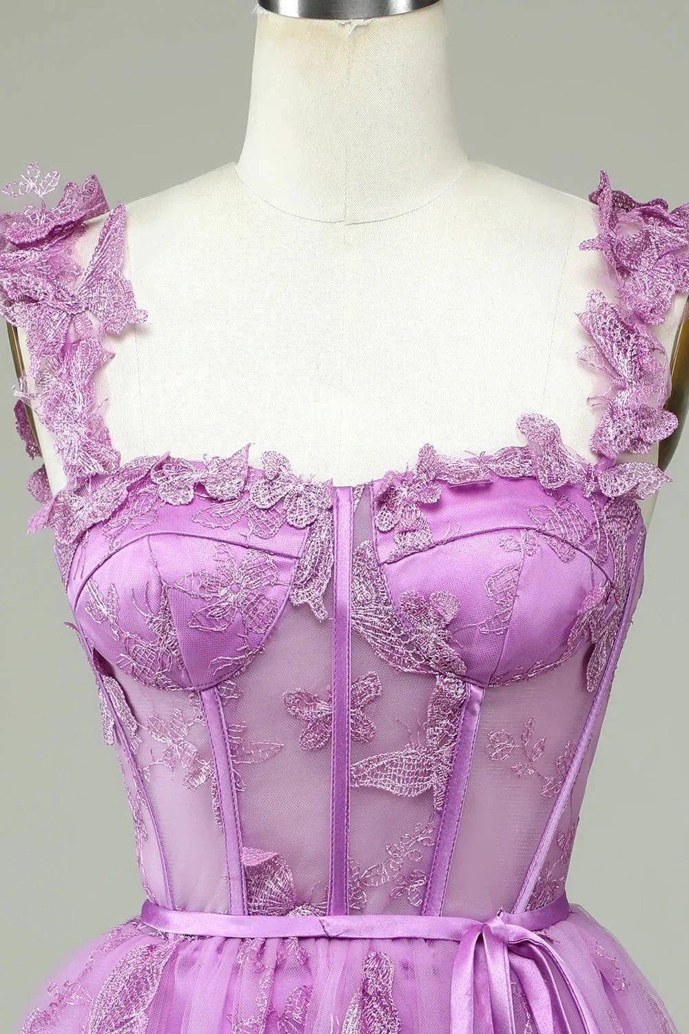 Cute Purple A Line Corset Short Homecoming Dress with Appliques (ZD11440)