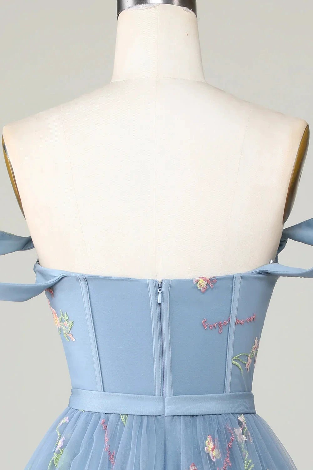 Cute Grey Blue A Line Sweetheart Short Homecoming Dress with Embroidery (ZD11461)