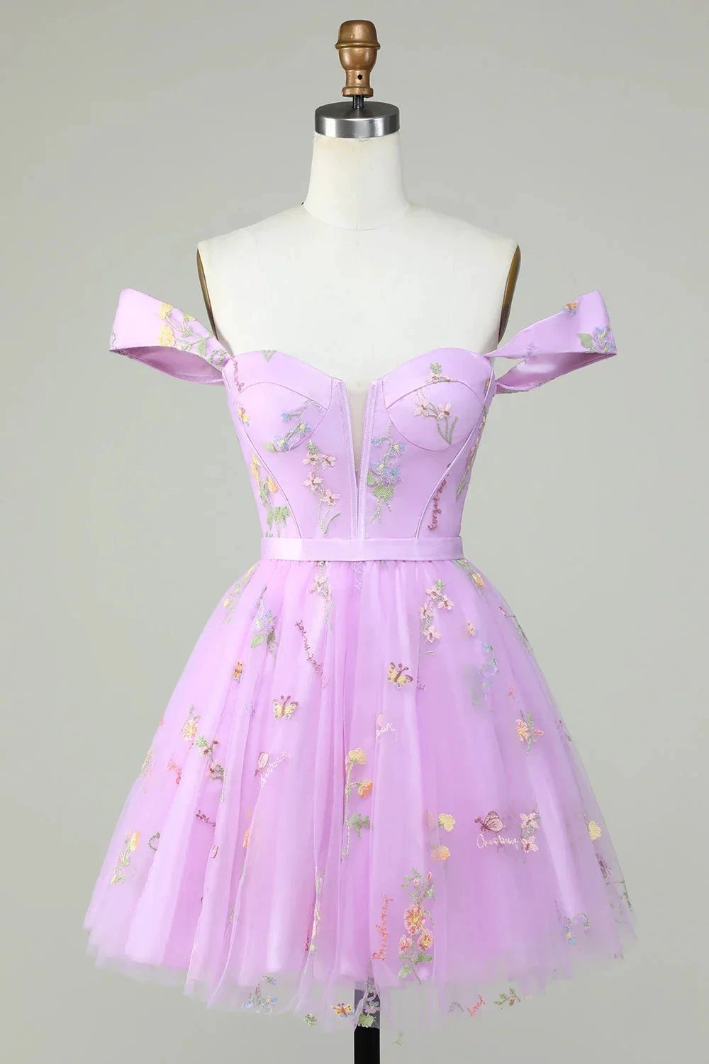 Cute A Line Sweetheart Purple Short Homecoming Dress with Embroidery by WEDTREND