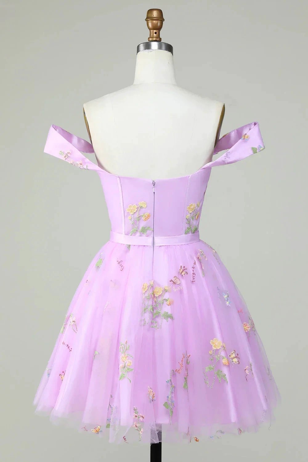 Cute A Line Sweetheart Purple Short Homecoming Dress with Embroidery (ZD11485)