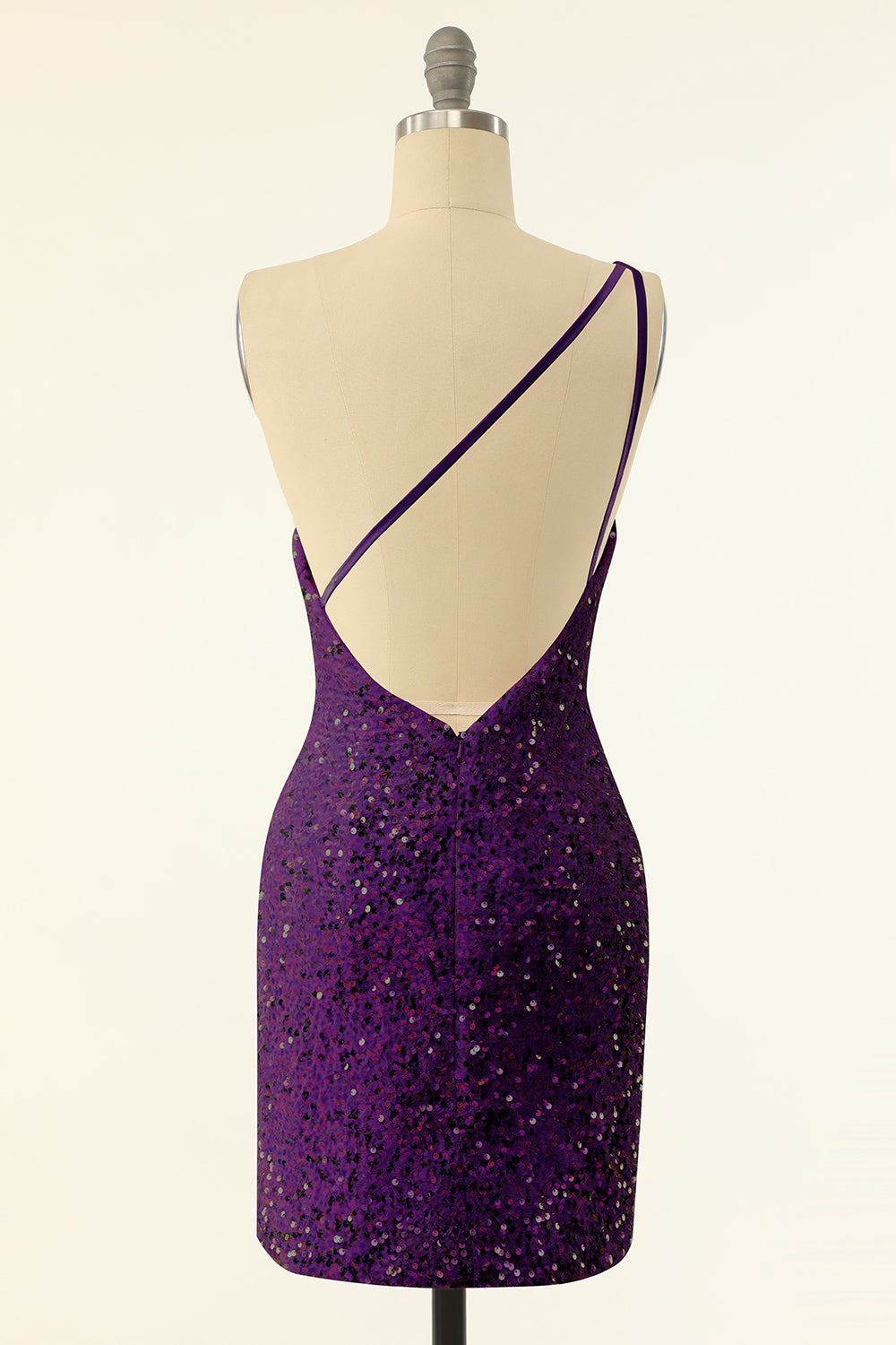 Pink Sequins One Shoulder Tight Homecoming Dress