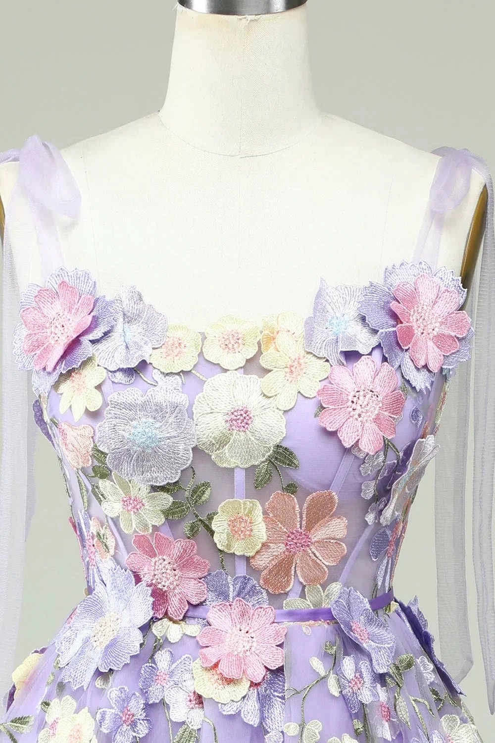 Blue A Line Spaghetti Straps Corset Homecoming Dress with 3D Flowers (ZD11554)