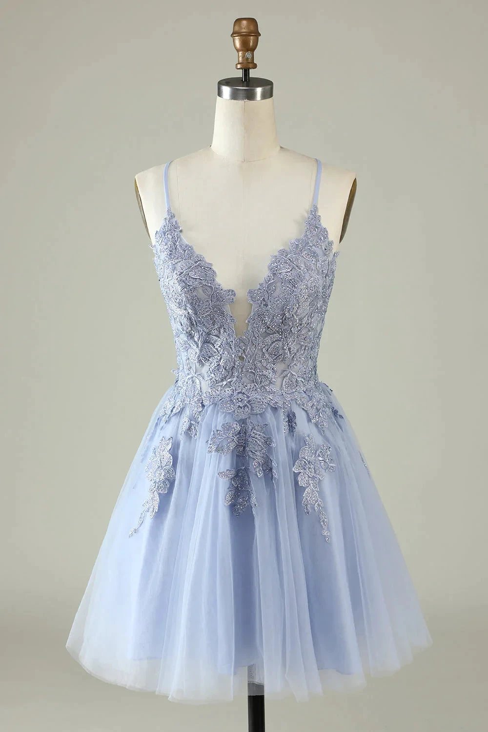 Blush A Line Spaghetti Straps Short Homecoming Dress with Appliques by WEDTREND