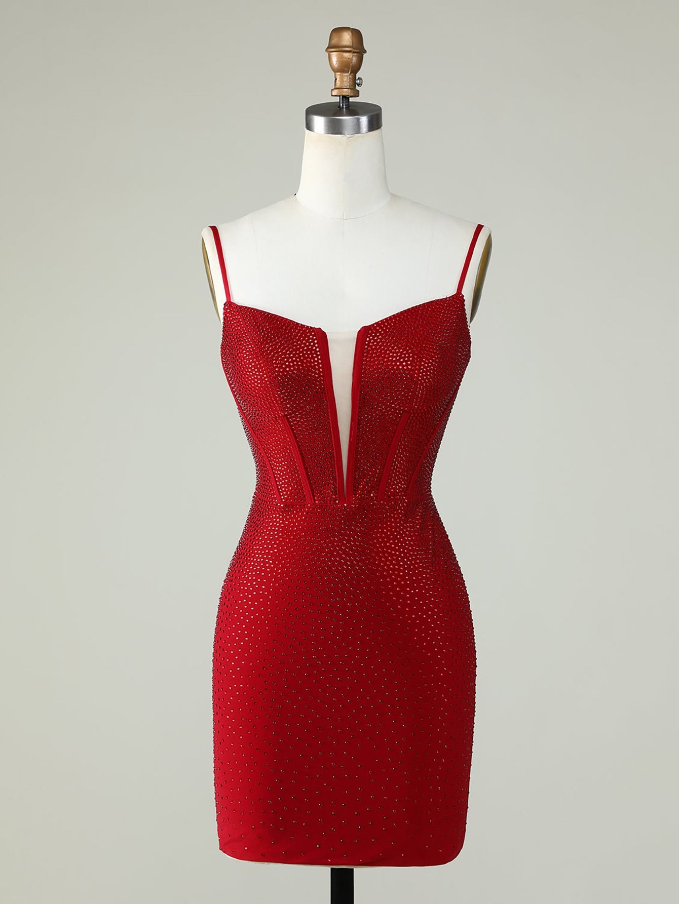 Spaghetti Straps Sheath Light Blue Short Homecoming Dress - Fashionpara