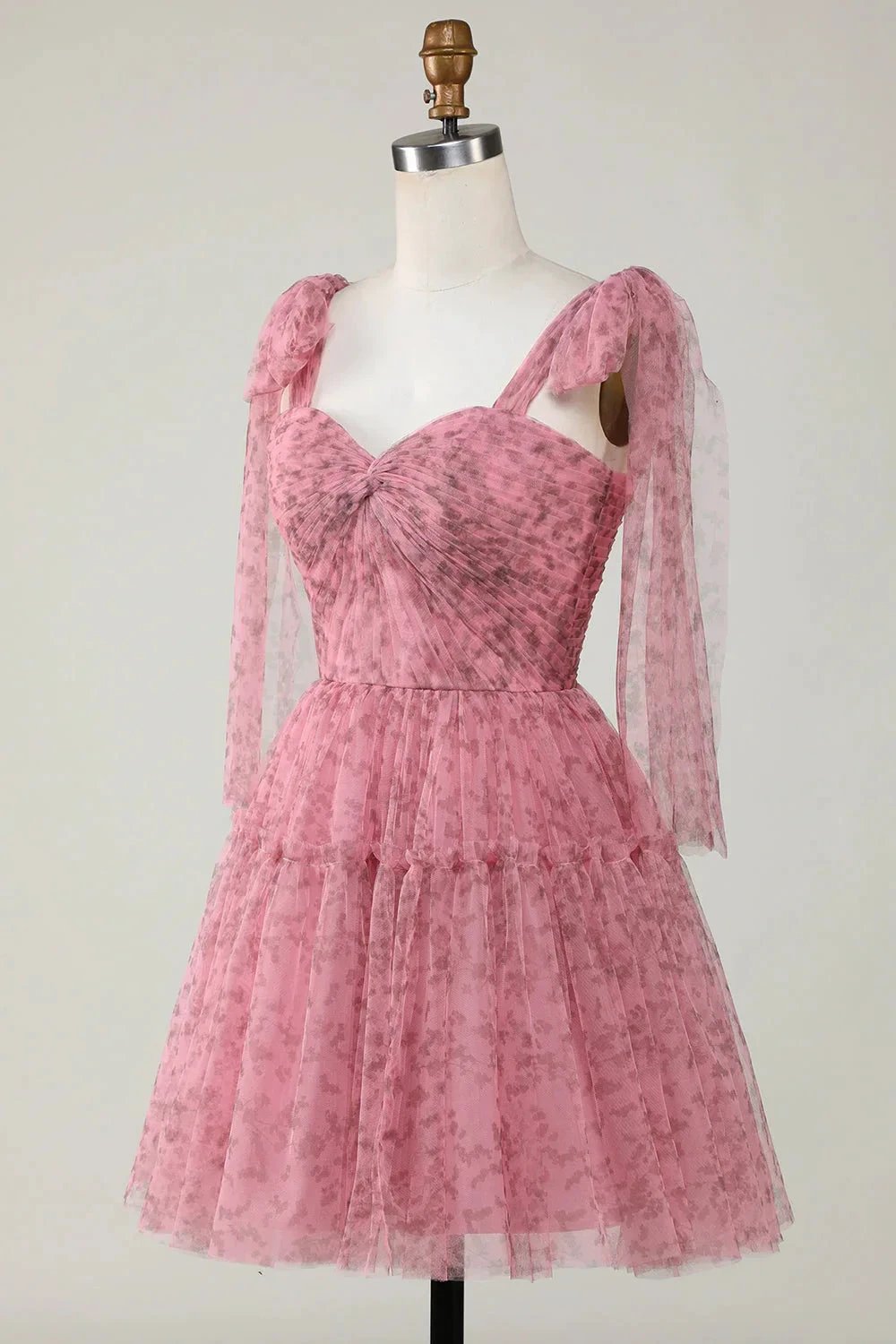 Blush A-Line PrintedShort Tulle Homecoming Dress (ZD11544)