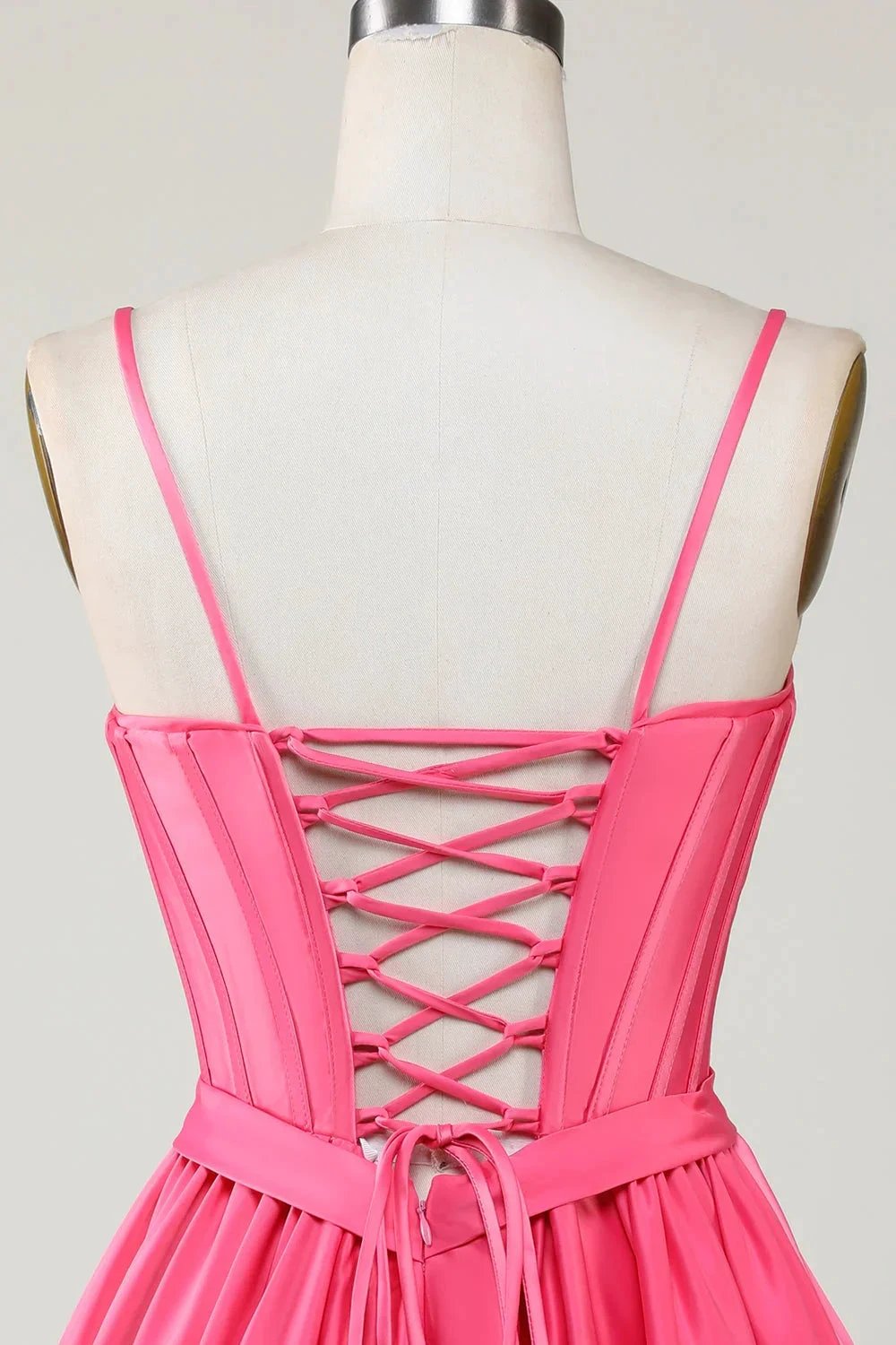 Cute Fuchsia A Line Spaghetti Straps Corset Ruffle Homecoming Dress with Bows (ZD11469)