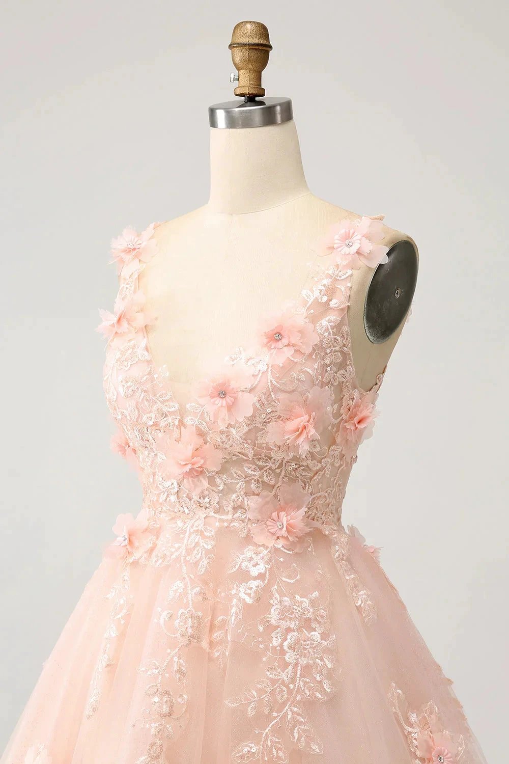 Cute Blush A Line V Neck Sequin Corset Short Homecoming Dress with Appliques (ZD11472)