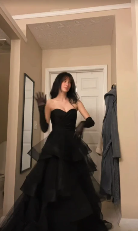 Black Rufflue Prom Dress Long Prom Dress Sweetheart Eveninng Dress - View 5 | FashionDia