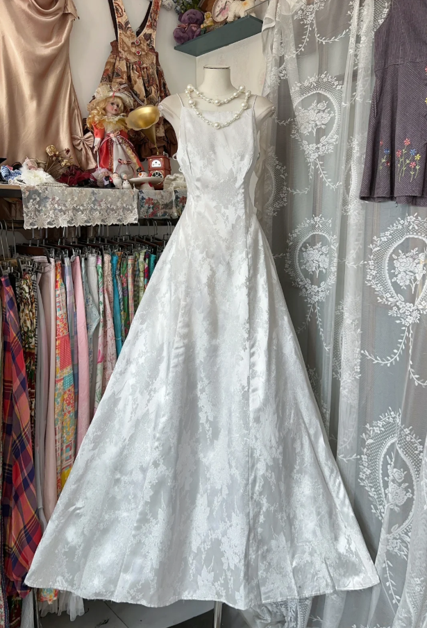 Pretty Spaghetti Straps White Satin Print Floral Mermaid Evening Dress Long Birthday Party Dress