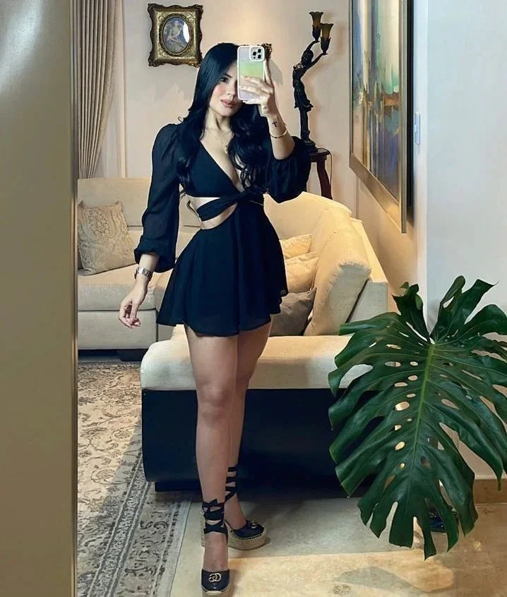 Black A-line Waist Cut-out Homecoming Dress Black Cocktail Dress Y4302 by simplepromdress