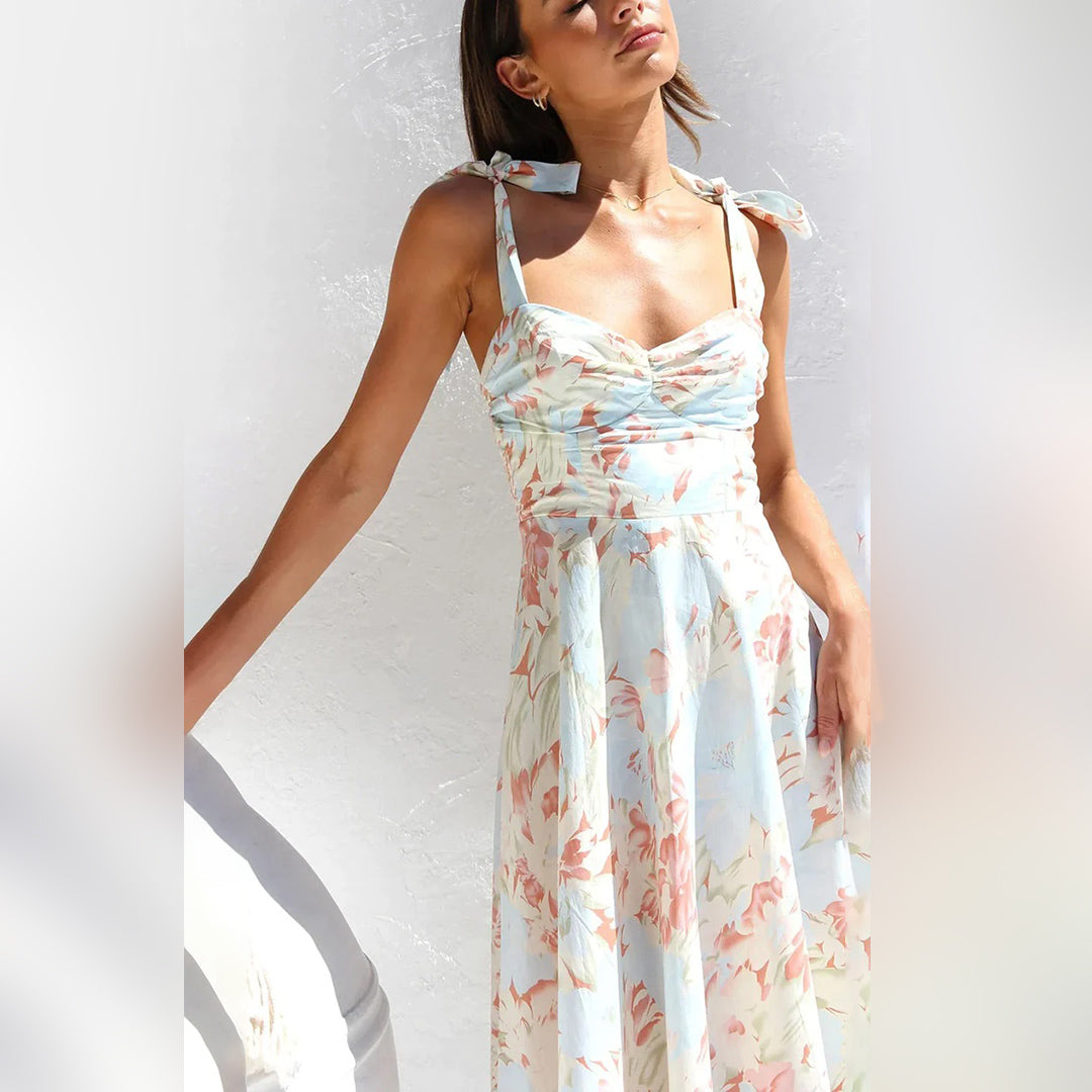 Orva Fashionable Floral Midi Dress for Women Modern Chic Style