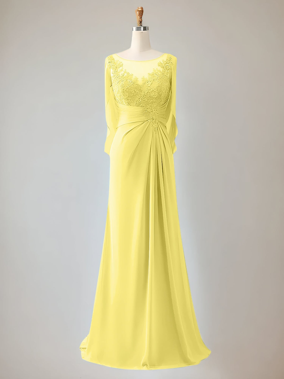 Trumpet/Mermaid Scoop Neck 1/2 Sleeve Chiffon Mother of the Bride Dress With Beadings