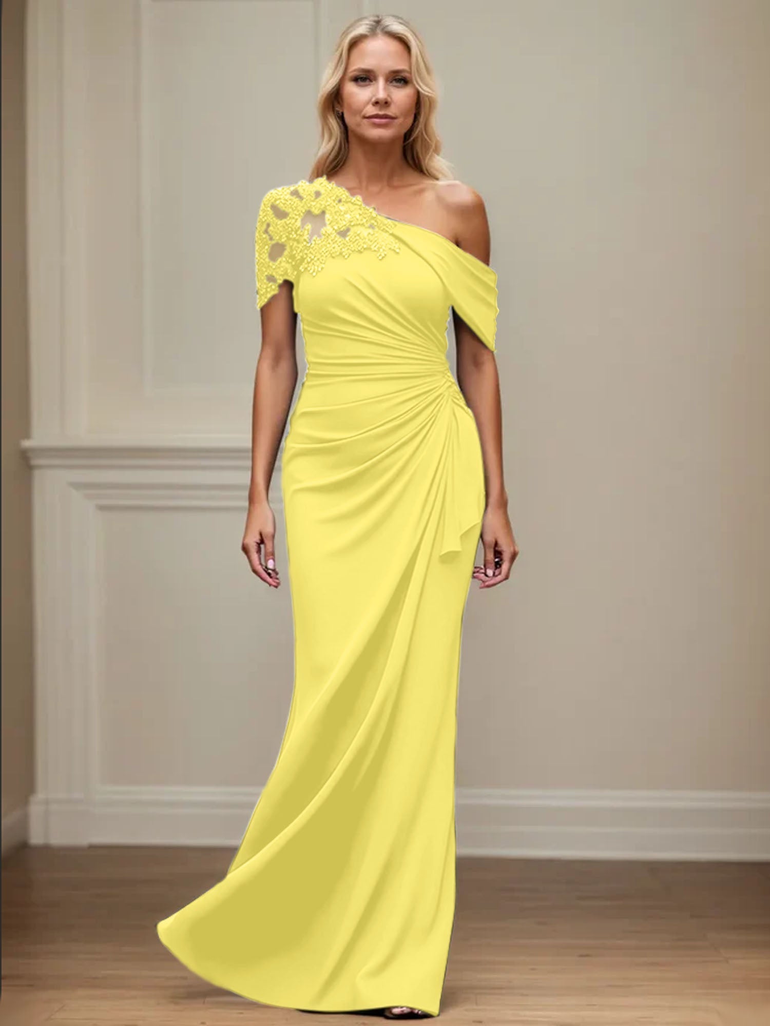 Trumpet/Mermaid Asymmetrical Mother of the Bride Dress with Appliques