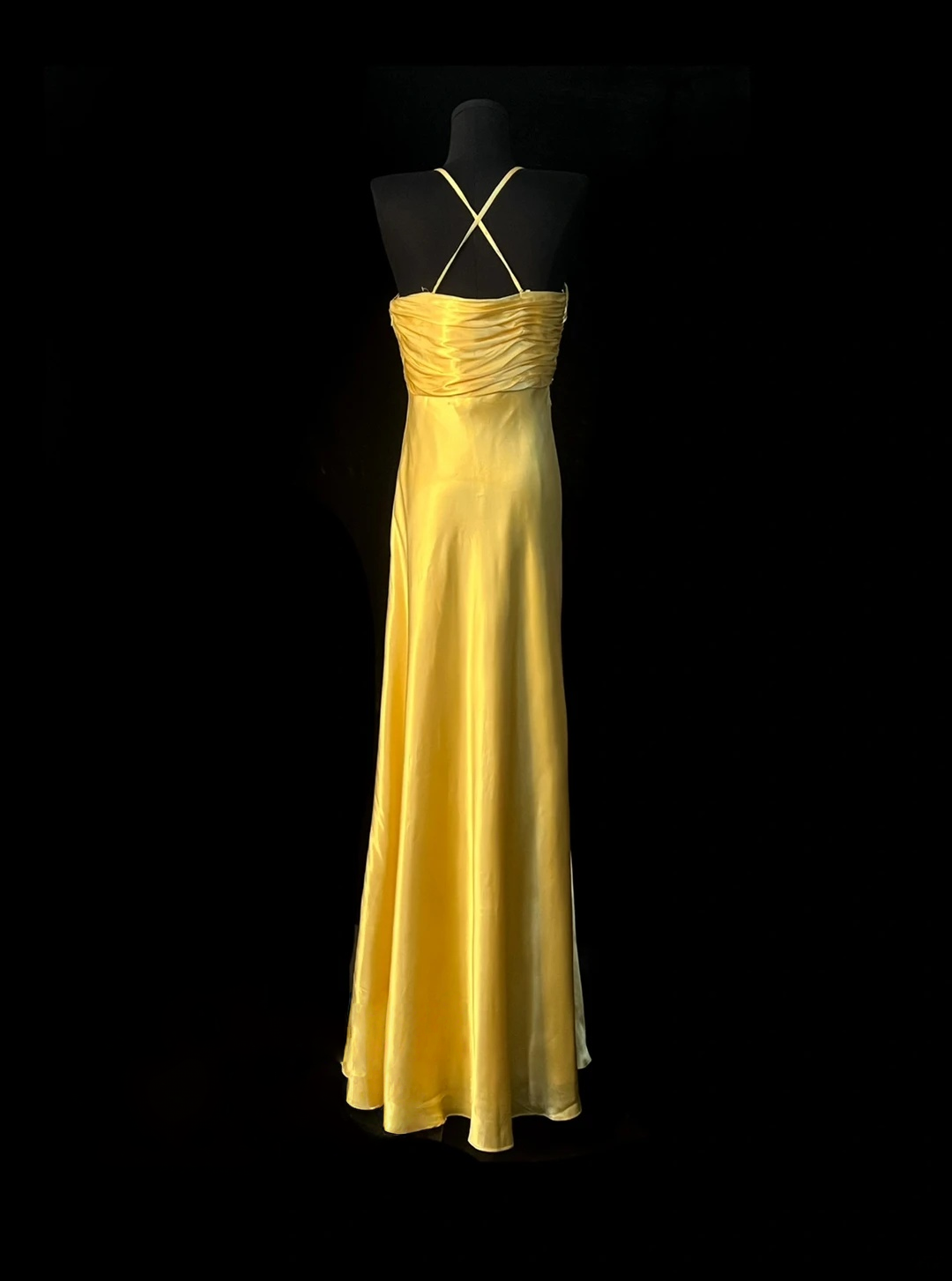 Yellow Satin Prom Dress Formal Evening Gown With Appliques J10130