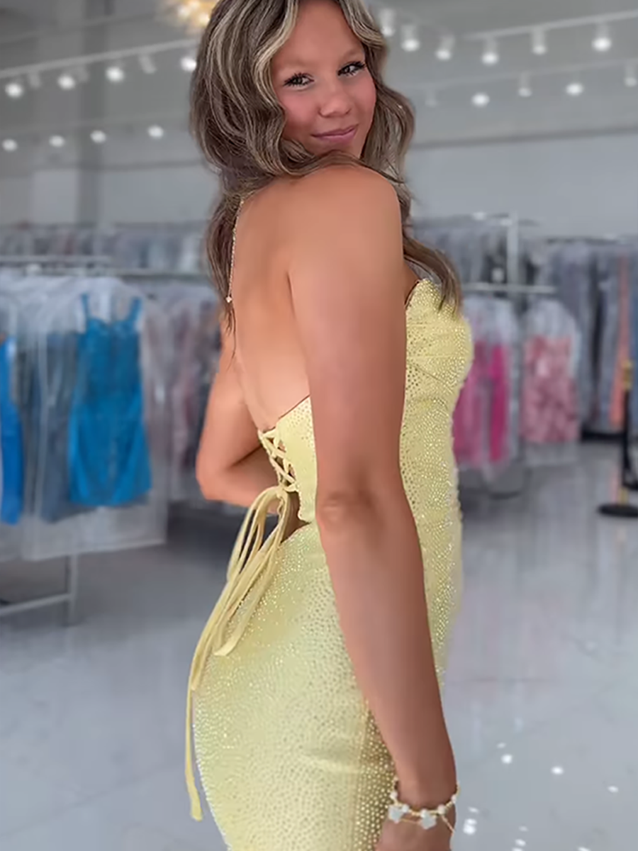 Bodycon Strapless Sweetheart Short Homecoming Dresses with Keyholes