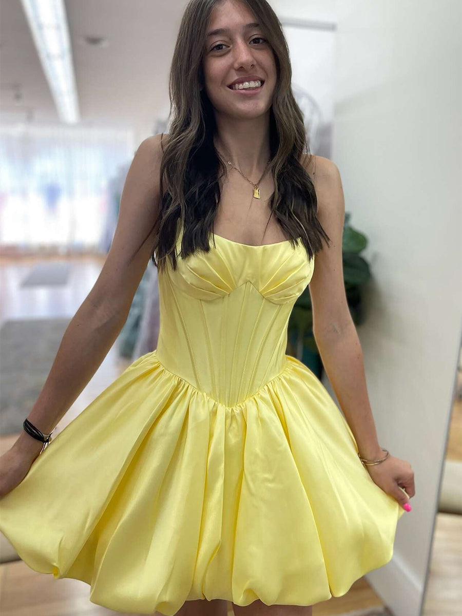 Strapless Bubble Short Homecoming Dress with Boning