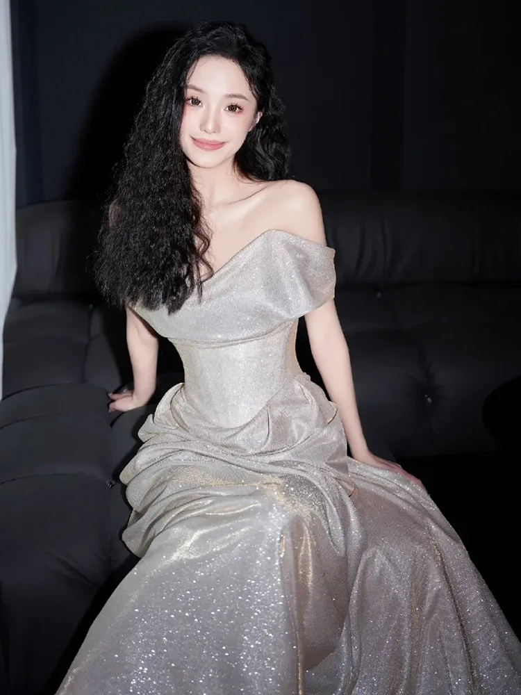 Shiny Off The Shoulder Mermaid Prom Dress Long Evening Dress Y8185 - View 7 | VelvetHem
