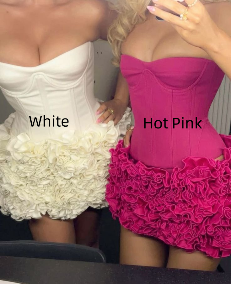 Unique Sweetheart Neck Sheath Pleated Short Birthday Outfits Strapless Homecoming Dress Cocktail Dress - View 3 | FashionDia