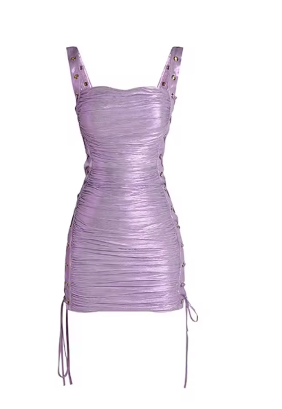 Chic Straps Lilac Sheath Short Birthday Party Dress Formal Homecoming Dress - View 2 | FashionDia