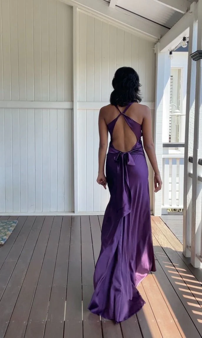 Sexy V-Neck Long Prom Evening Dresses, Simple Party Dresses - View 4 | FashionDia