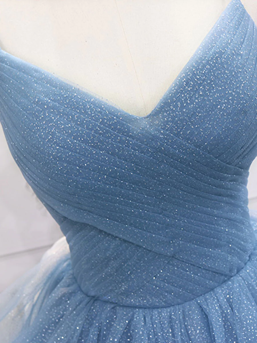 A-Line tulle long prom dress dress,tulle sweet 16 dress - View 4 | FashionDia