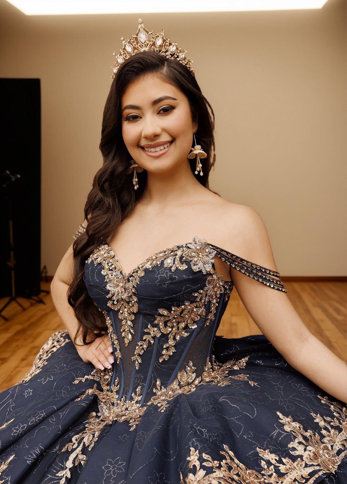 Off Shoulder Layered Skirt Beaded Quinceanera Ball Gown (ZD17566) - View 7 | VelvetHem