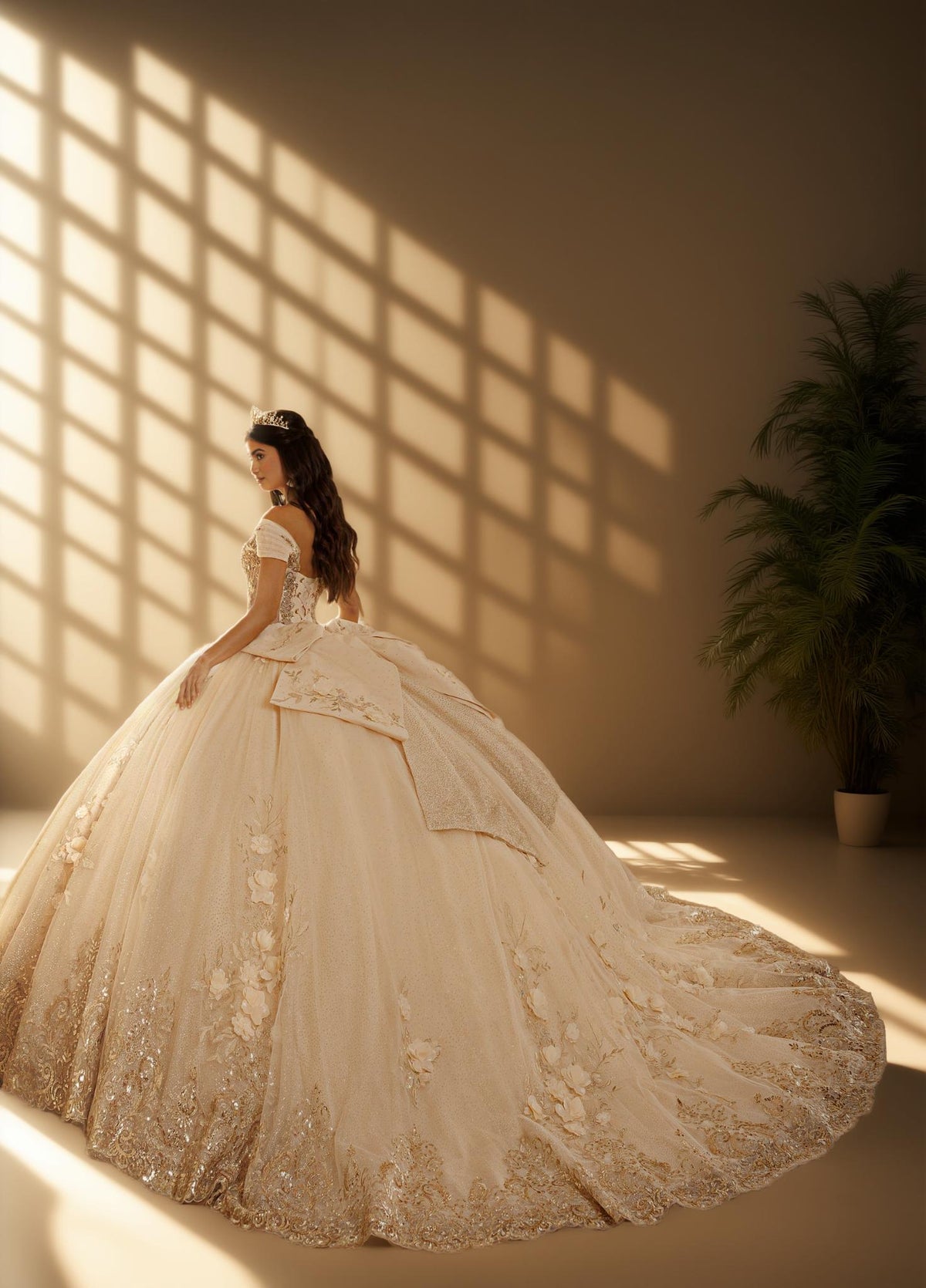 3D Floral Strapless Quinceanera Ball Gown with Off Shoulder Sleeves (ZD17571) - View 2 | VelvetHem