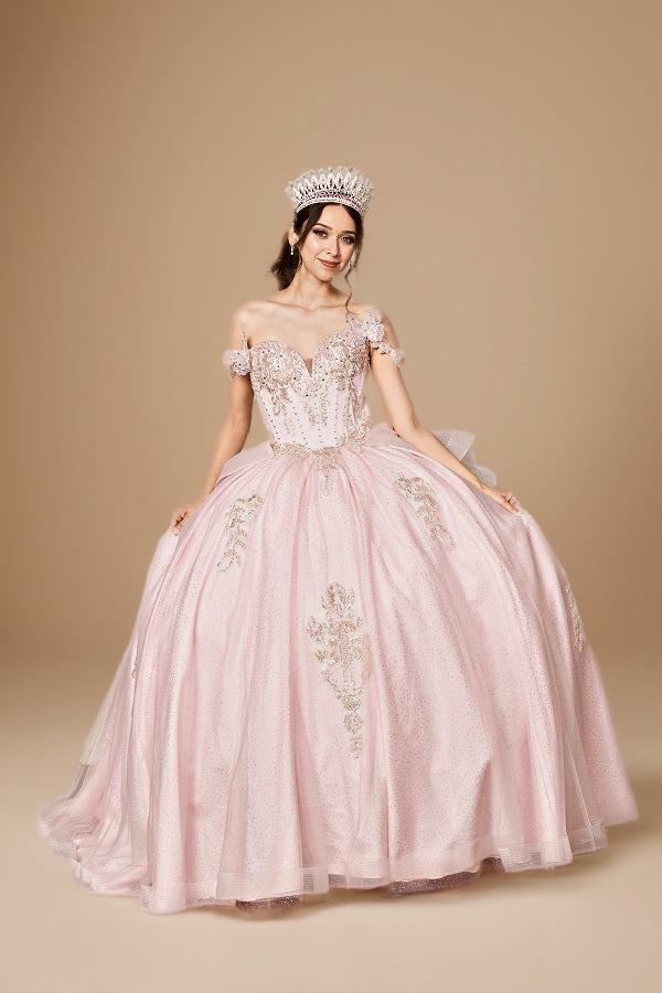 Fuchsia 3D Butterfly Off Shoulder Quinceanera Dress Glitter Tulle Ball Gown (ZD17602) - View 8 | VelvetHem