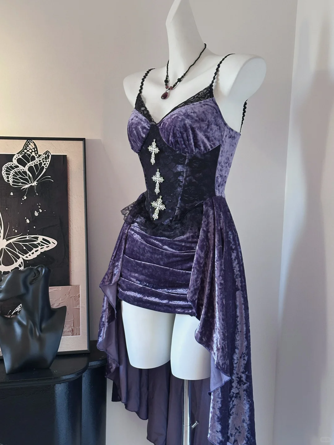 Sexy Purple Spaghetti Straps Velvet Short Birthday Party Dress Formal Homecoming Dress