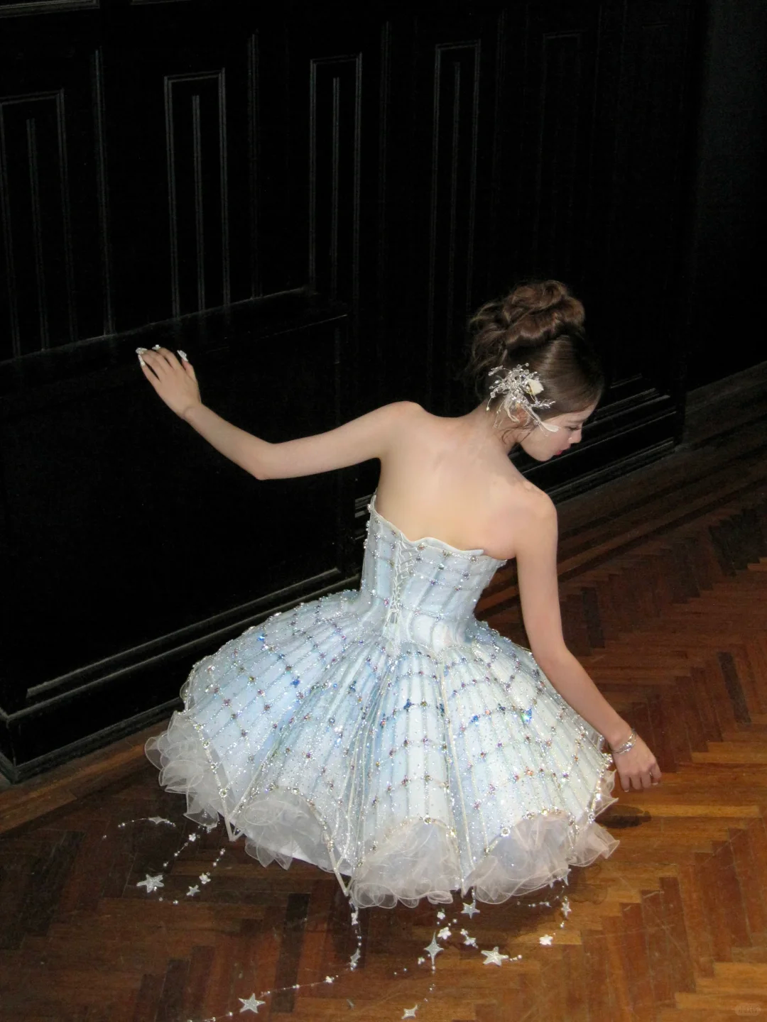 Glitter Blue Strapless Tulle Sequin Beaded A-Line Short Homecoming Dress 18th Princess Birthday Outfits - View 9 | FashionDia
