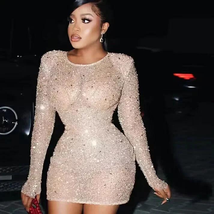 Sexy Long Sleeves Bodycon Dress Sparkly Homecoming Dress Y6402 by simplepromdress
