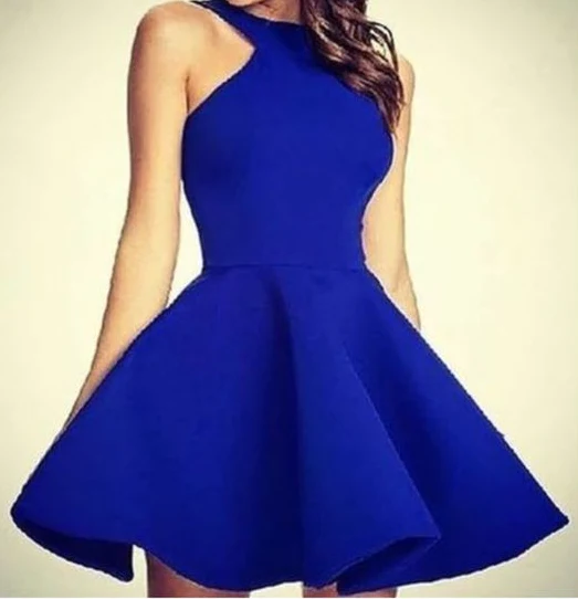 simple royal blue short homecoming dress - FashionDia