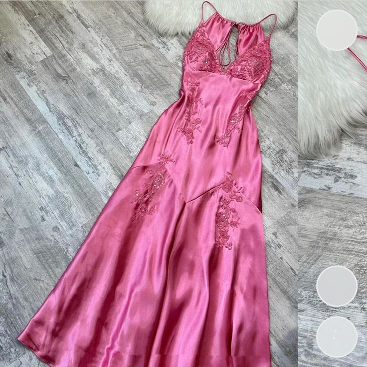 Unique Pink Satin Beaded Mermaid Evening Dress Long Prom Dress