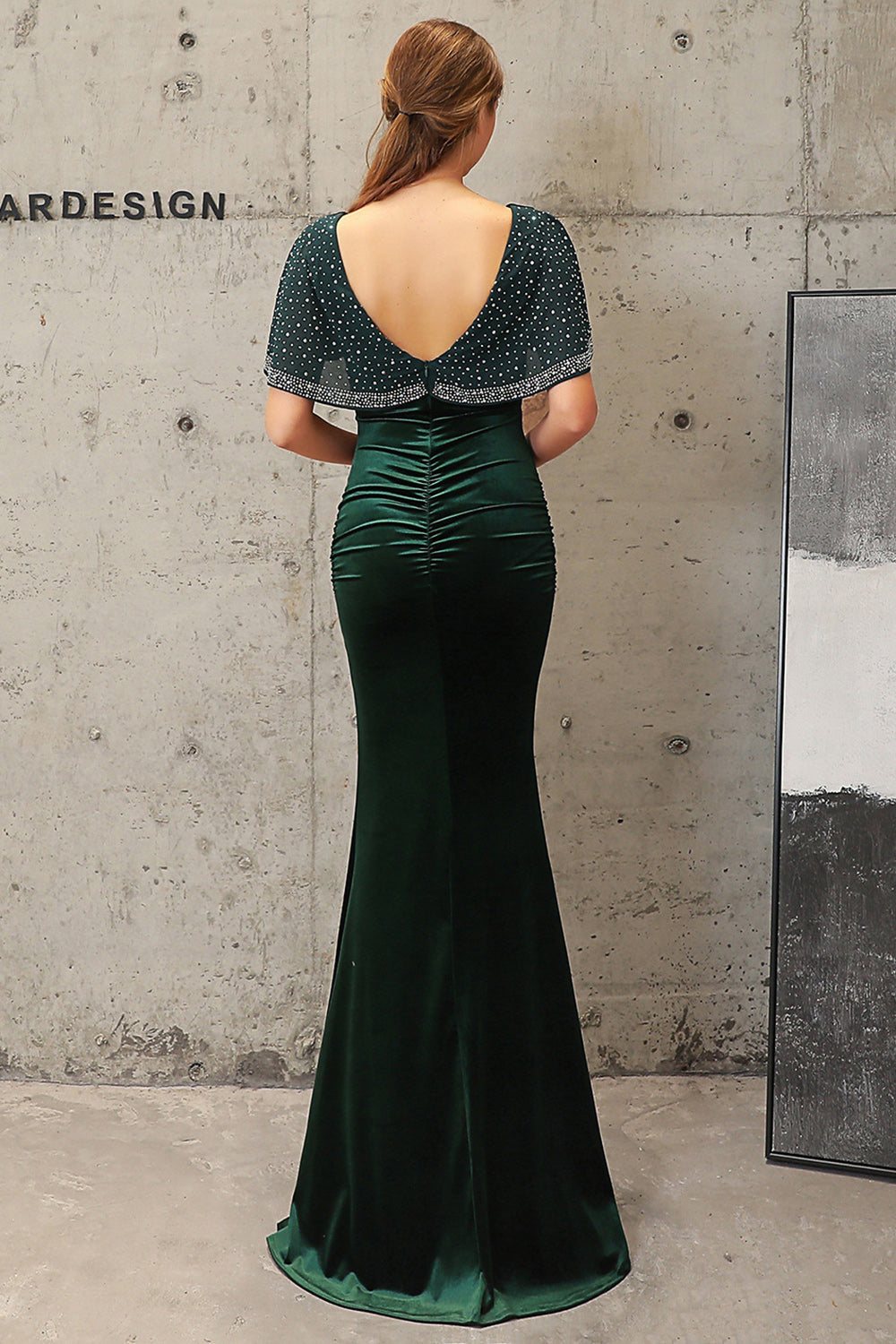 Dark Green Mermaid Velvet Evening Party Dress