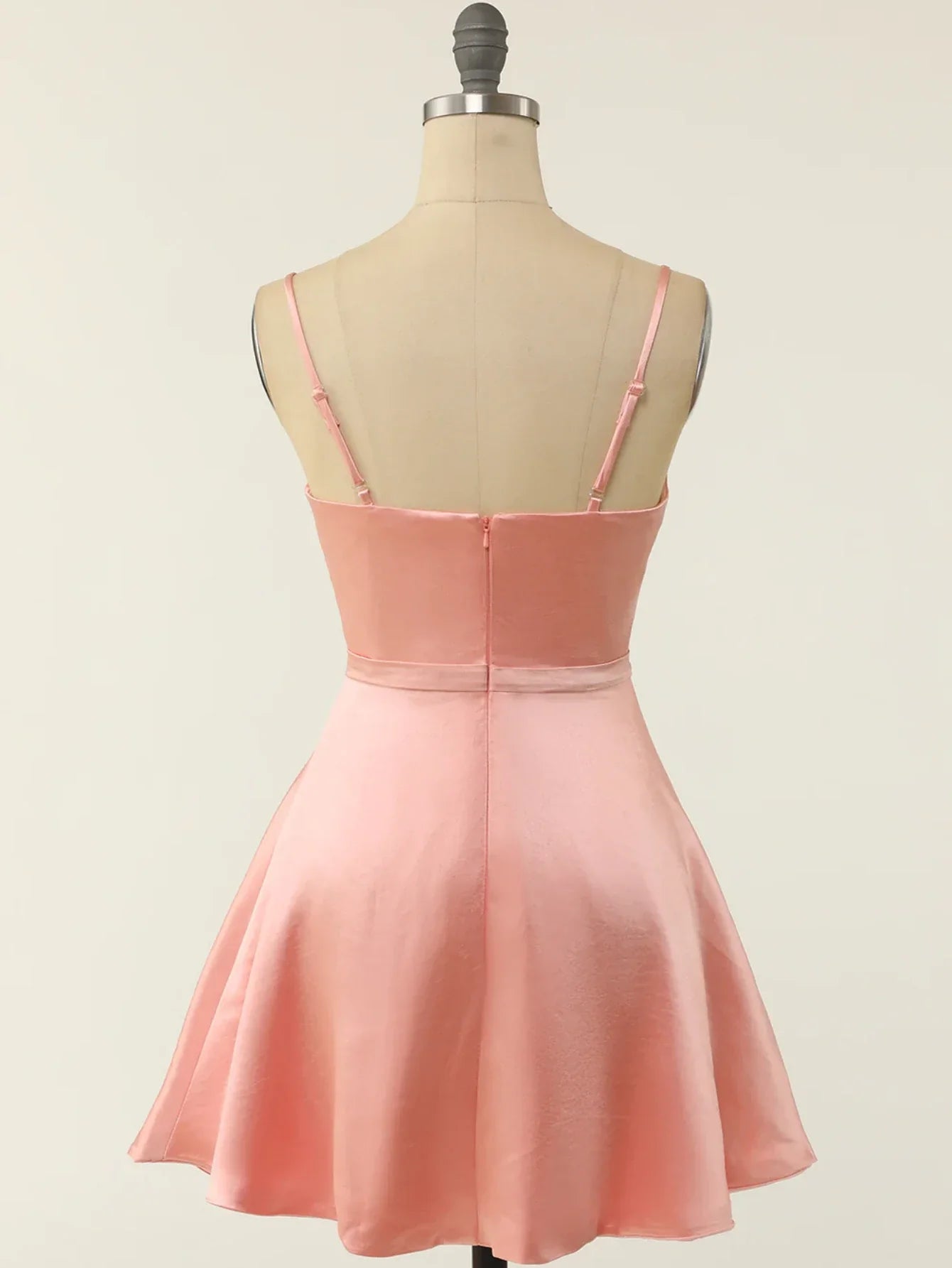 V Neck A Line Light Blue Spaghetti StrapsShort Graduation Homecoming Party Dress - Fashionpara