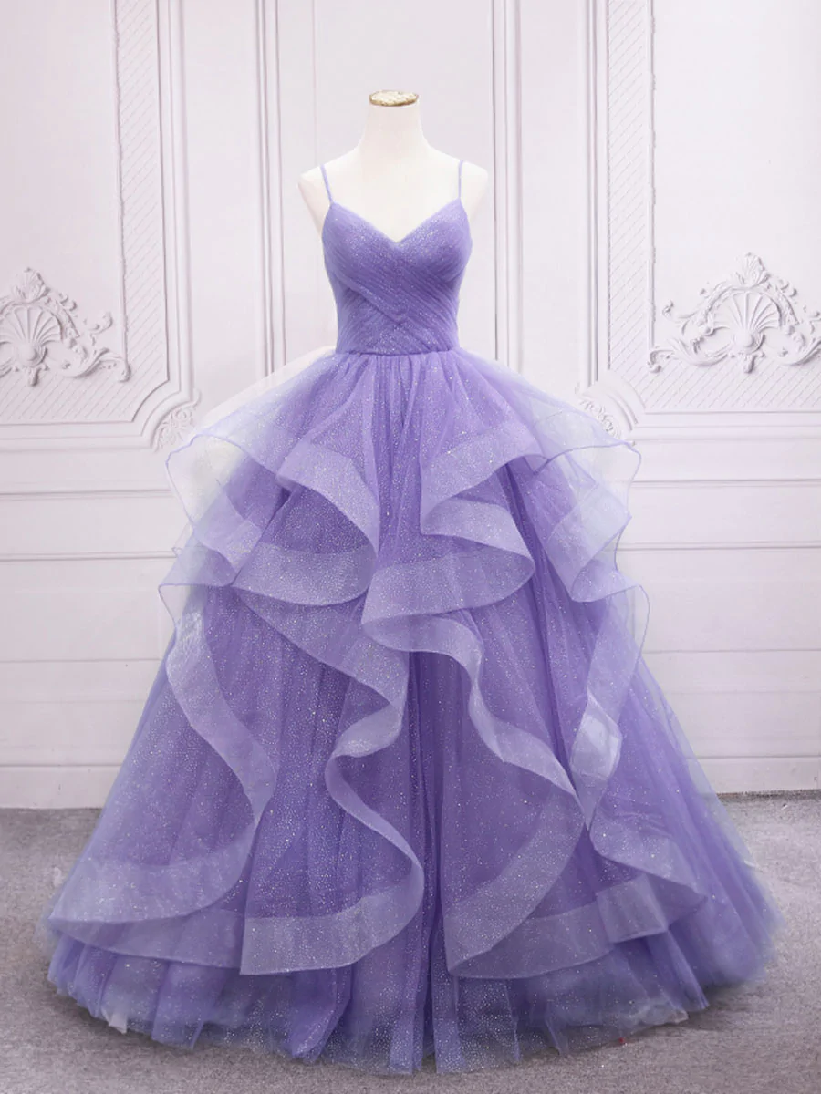 A-Line tulle long prom dress dress,tulle sweet 16 dress - View 5 | FashionDia