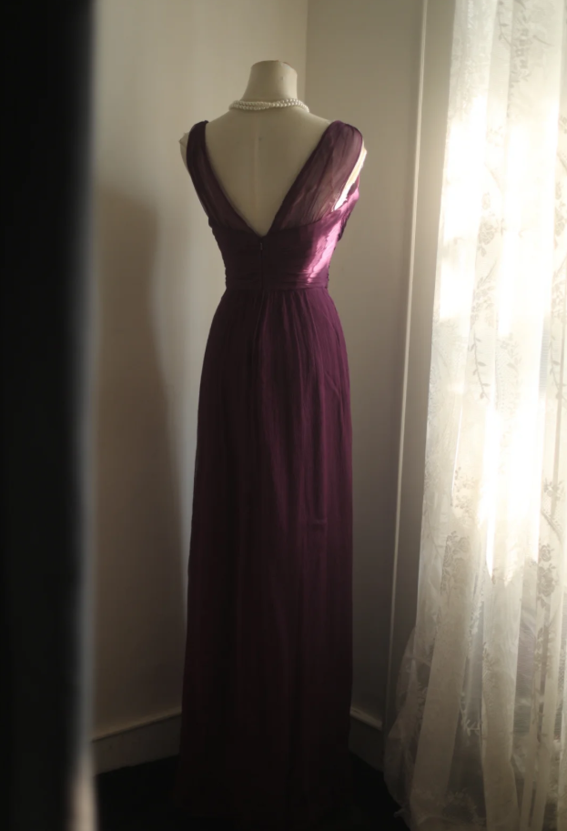 Charming Purple V-Neck Tulle Long Wedding Guest Dress Formal Evening & Prom Dress - View 3 | FashionDia
