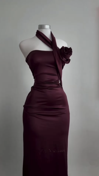 Simple Sheath Burgundy Long Prom Dress Strapless Evening Dress Y8511 - View 5 | VelvetHem
