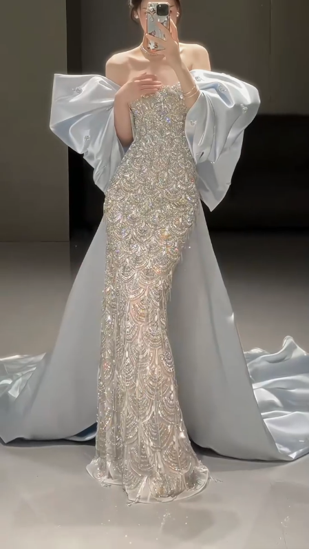 Sparkly Mermaid Sequins Beaded Mermaid Evening Dress,Long Prom Dress Wedding Dress - View 5 | FashionDia