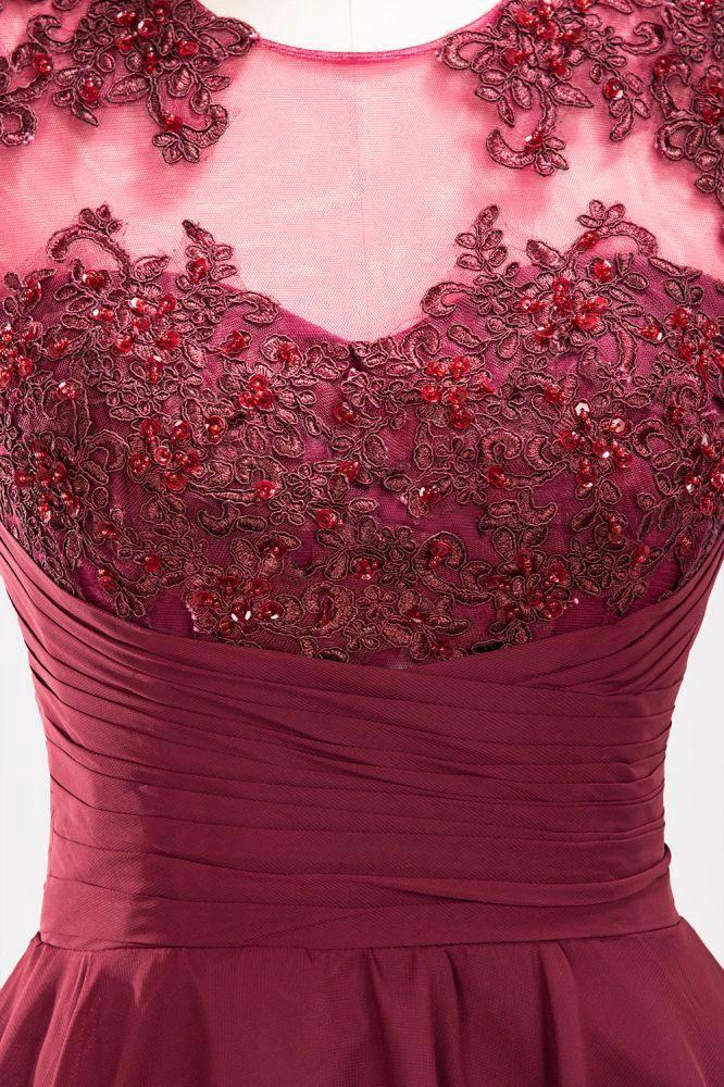 A-line Chiffon Appliques Jewel Sleeveless Knee-Length Bridesmaid Dresses with Ruffles (ZD13116)