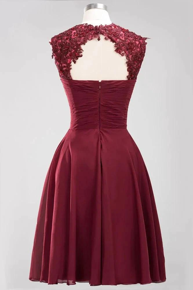 A-line Chiffon Appliques Jewel Sleeveless Knee-Length Bridesmaid Dresses with Ruffles (ZD13116)