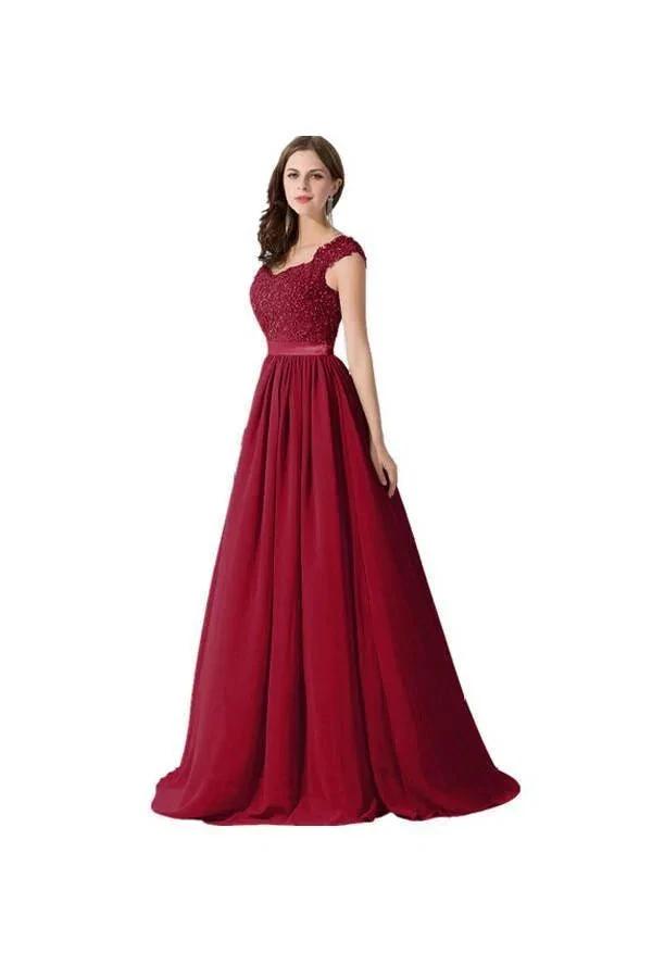 A-line Chiffon Lace Evening Gowns Prom Dresses Bridesmaid Dresses PG274 by pgmdress