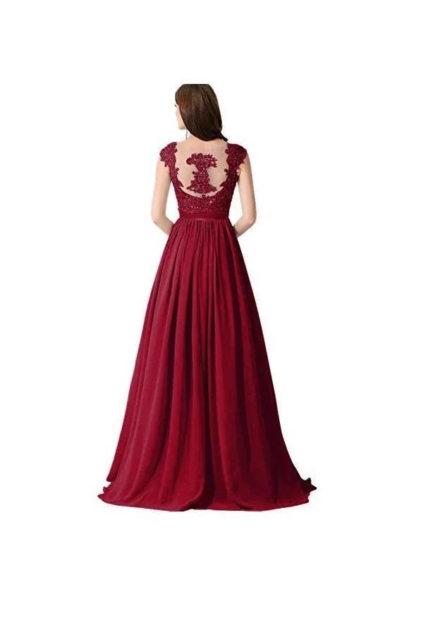 A-line Chiffon Lace Evening Gowns Prom Dresses Bridesmaid Dresses (ZD13180)