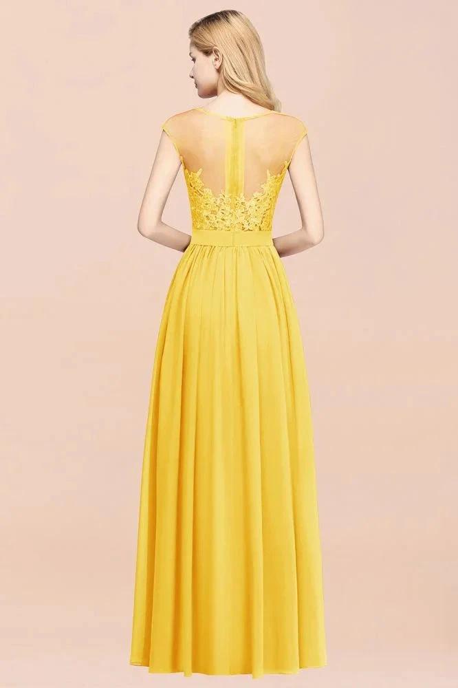A-line Chiffon Lace Jewel Sleeveless Floor-Length Bridesmaid Dresses with Appliques (ZD13094)