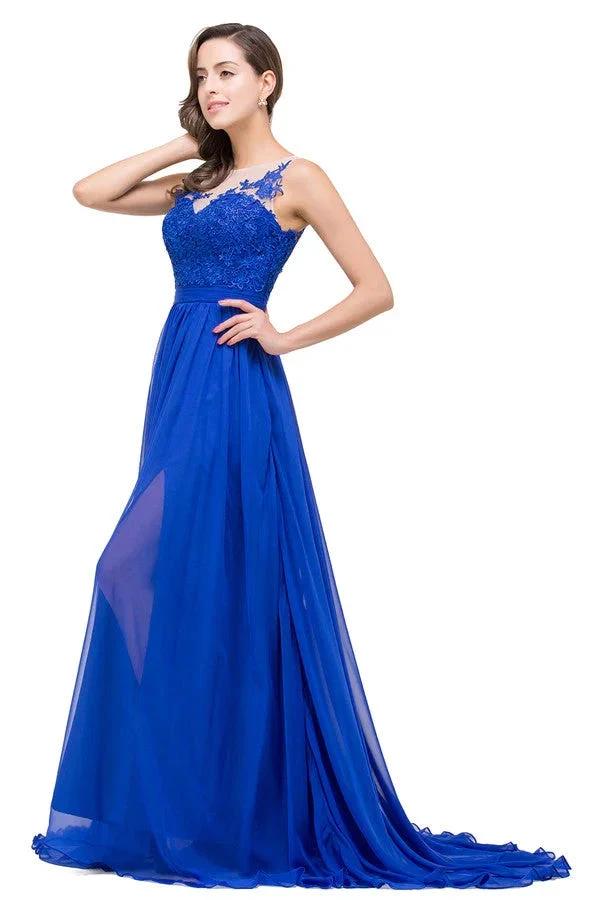 A-line Floor-length Crew Chiffon Bridesmaid Dresses (ZD13076)