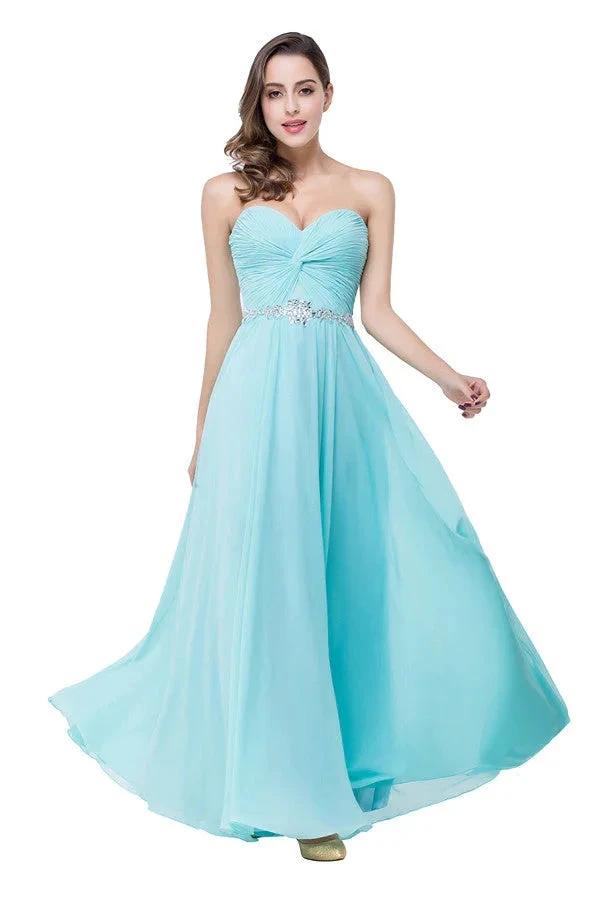 A-line Floor-length Ruffle Chiffon Sweetheart Bridesmaid Dresses by misshow.com